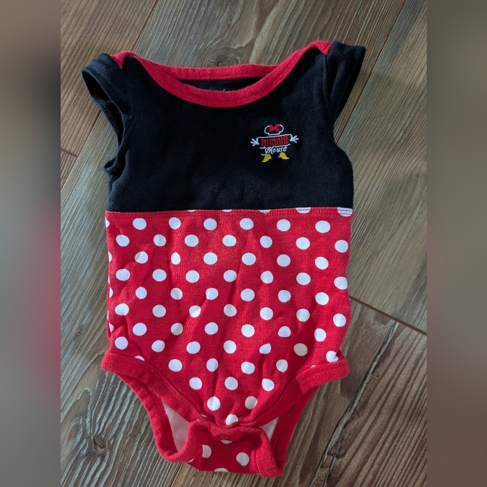 Walt Disney World Minnie Mouse Embroidered Polkadot Sleeveless Onesie 3 Months